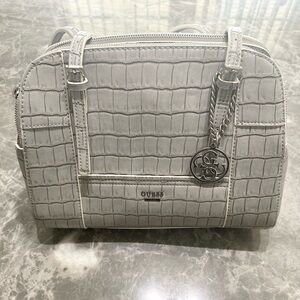 Guess Delaney Medium Classic Croc Embossed Gray Women’s Tote Handbag